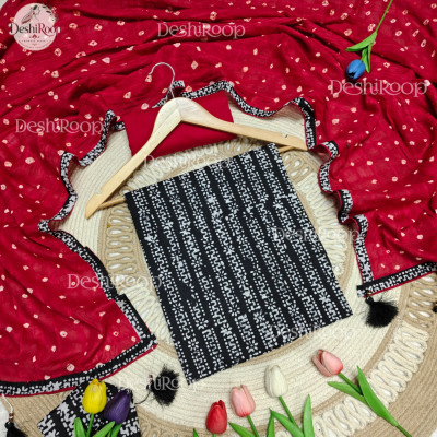 প্রিমিয়াম ব্ল্যাক ডাইমন্ড ন্যাচারাল ফ্রাইড কটন বেক্সি বাটিক থ্রি পিস