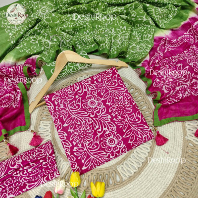 আনস্টিচ ন্যাচারাল ফ্রাইড কটন বেক্সি বাটিক থ্রি পিস