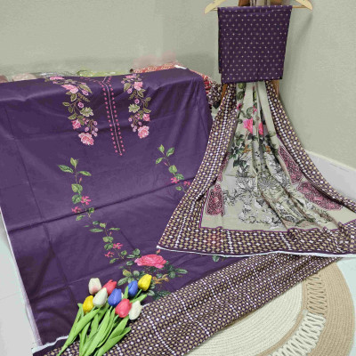 আনস্টিচ বিন হামিদ থ্রি পিস | Premium Digital Print Collection