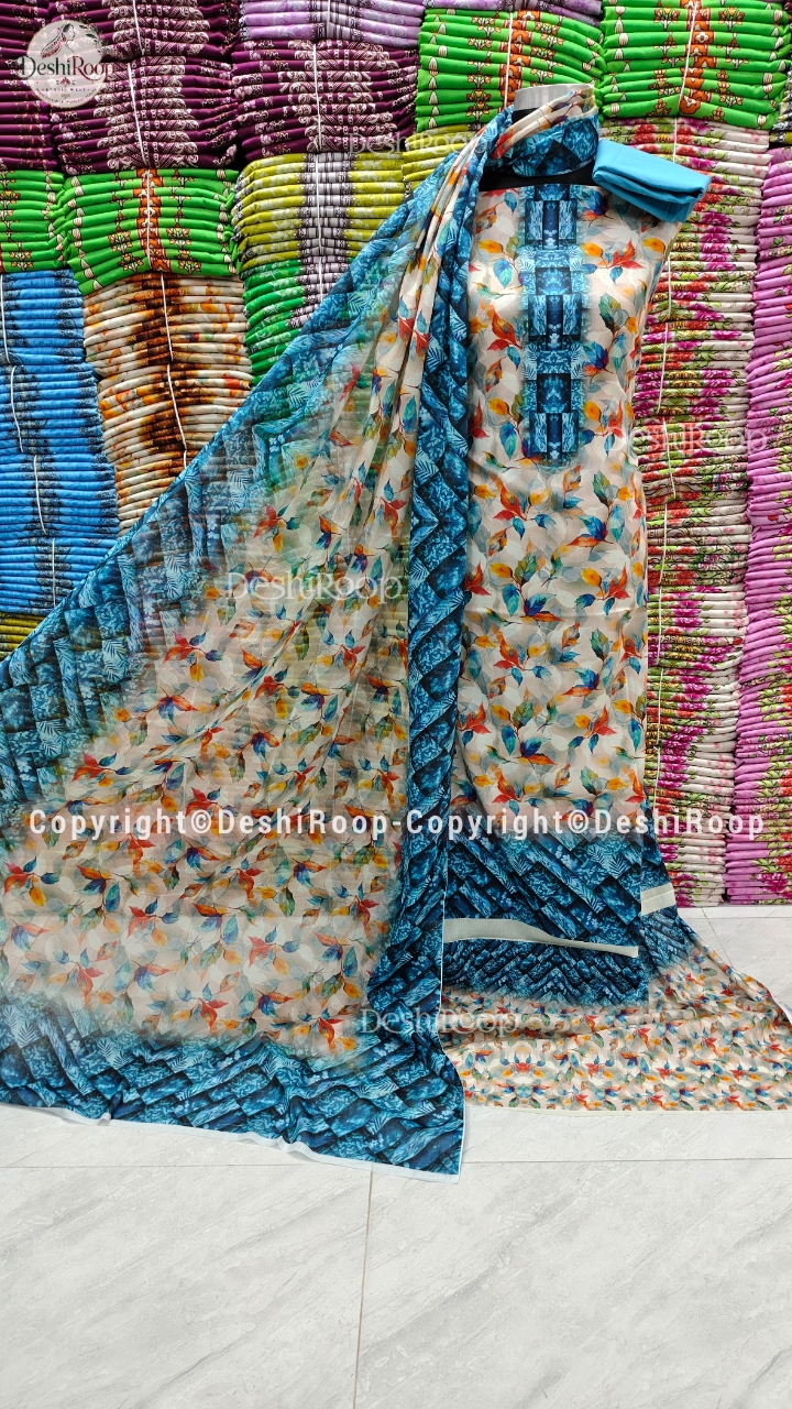 20260626_163801 আনস্টিচ জম জম সুইস কটন থ্রি পিস জামা+ওড়না+প্যান্ট - Image 1